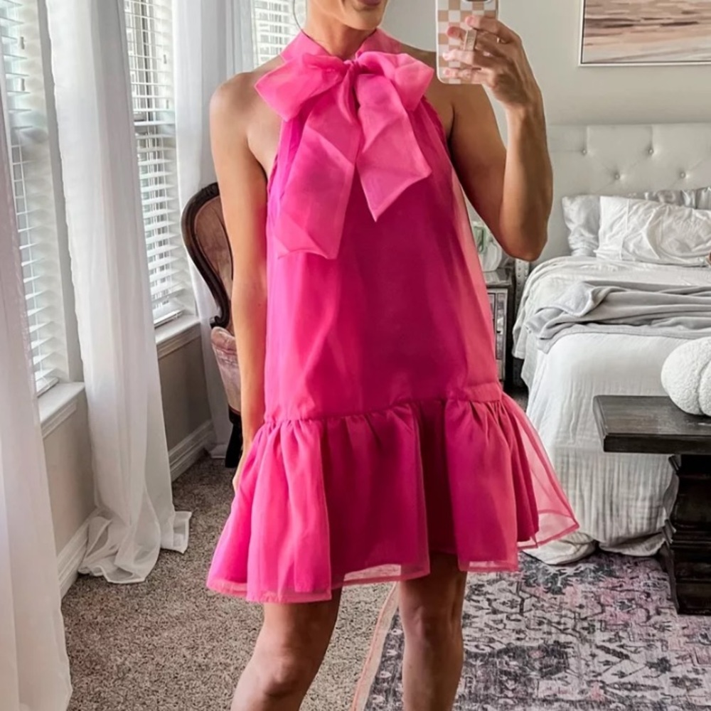 NWT Sz M Fuchsia dress with neck bow